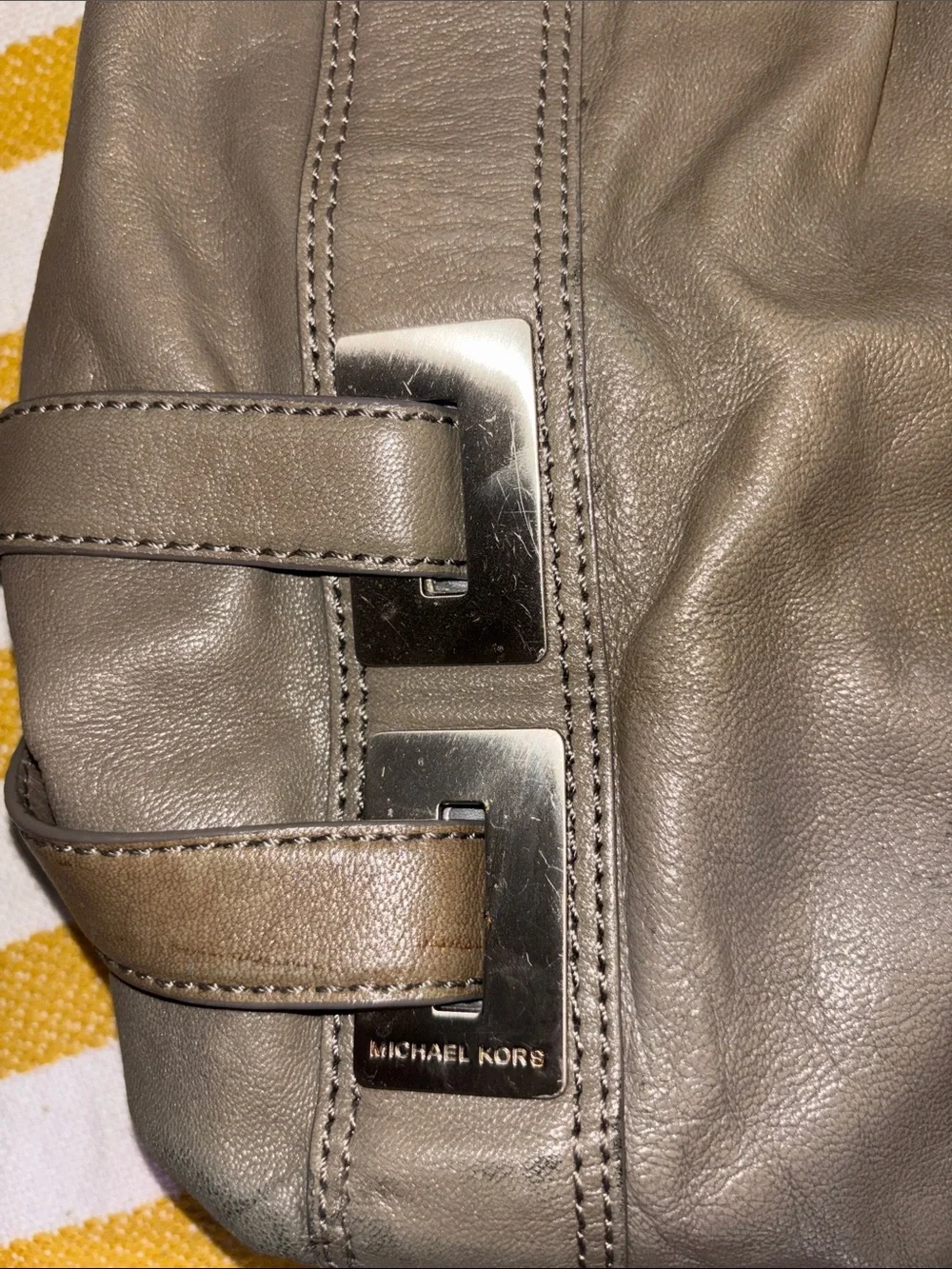Michael Kors Taupe Leather Hobo Shoulder Bag